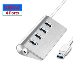 Premium Aluminum Alloy 7-Port High-Speed USB 3.0 Hub with Docking Station Expansion (4-in-1)
