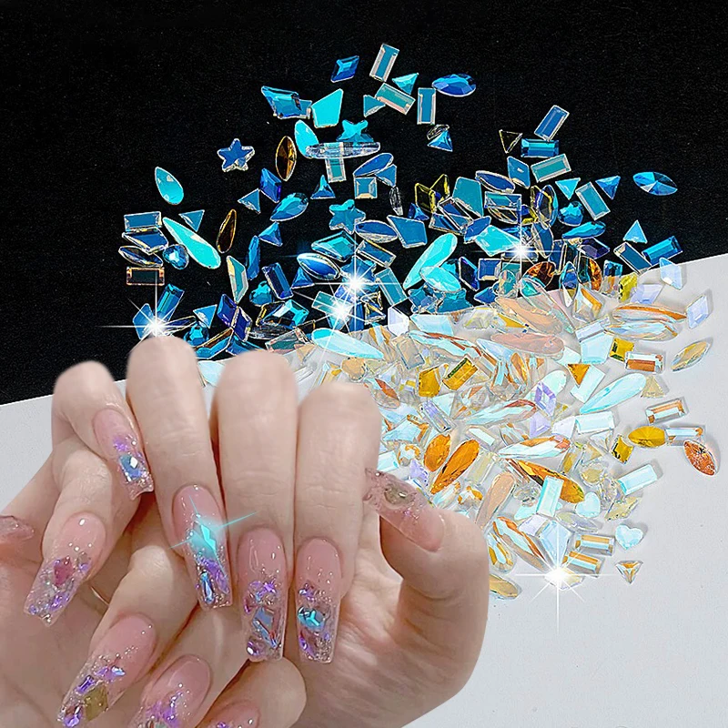 Crystal White Nail Rhinestone AB Charms Luxury Nail Art Flatback Gems for 3D Nail Decorations Glitter Manicure Nail Decal 3