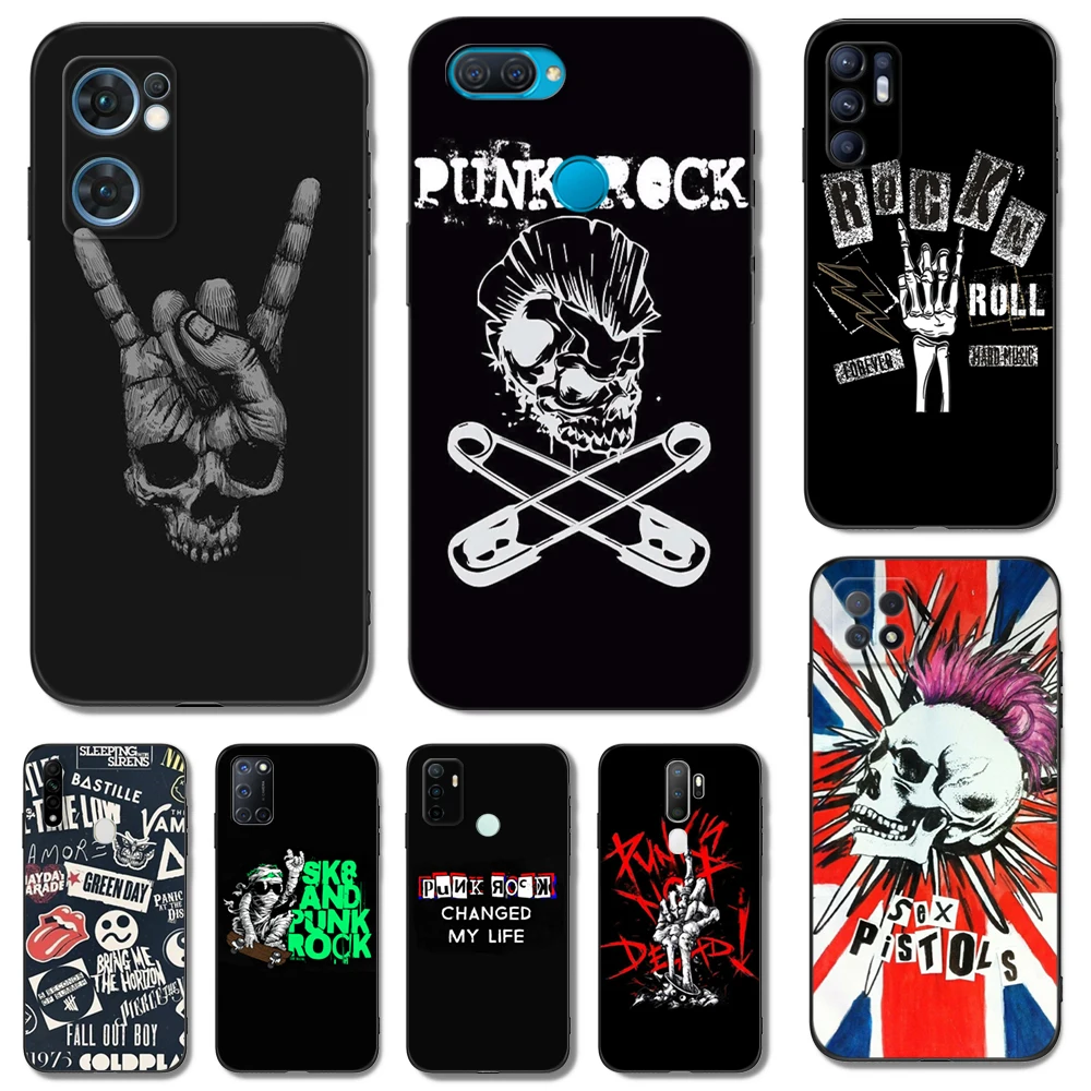 Custodia In Tpu Nero Per Oppo Reno 6 5 3 4 4Z 4F Se 5F 5Z Pro Plus Lite 6 6Z 4G 5G Punk Rock