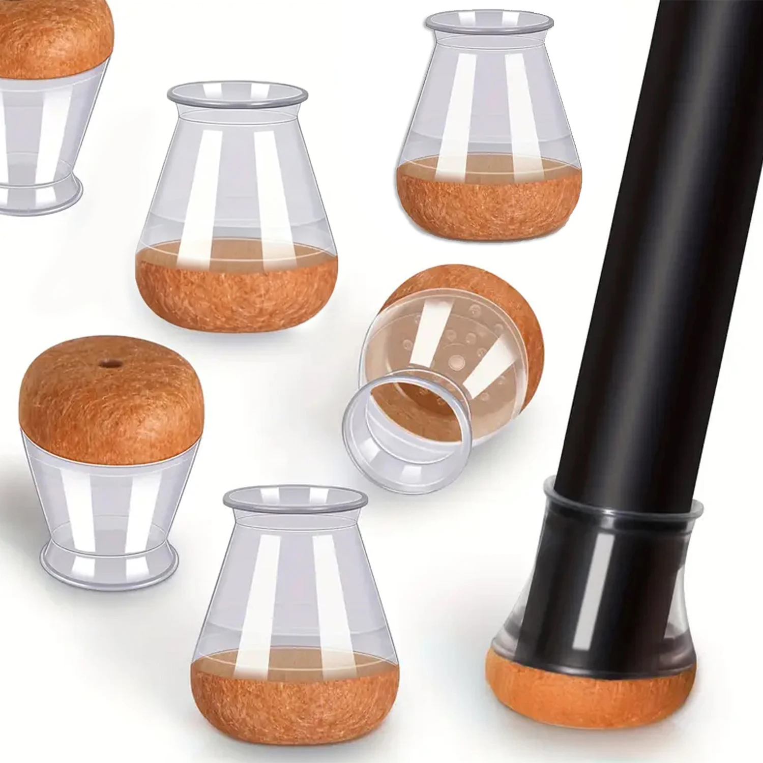 8-Pack Round Silicone Furniture Leg Protectors with Felted Bottom