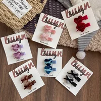 Kids Hair Barrettes 2PCS Velvet Bow Clips with Heart Buttons Korean Non-Slip Gentle Grips for Girls Hair Ties - Image 3