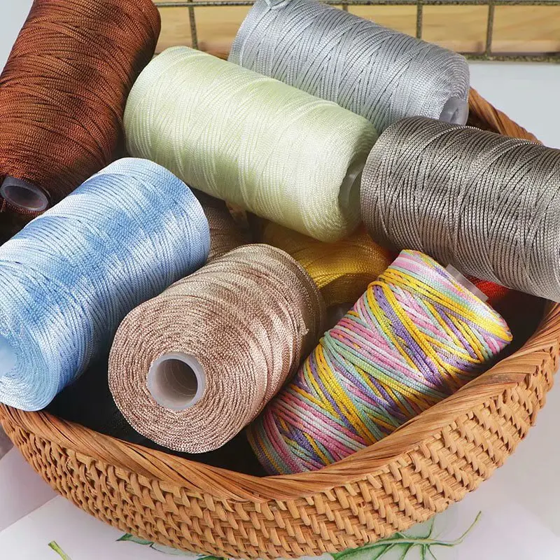1pc 100g New Summer Crochet Yarn 1.5mm Thin Ice Cotton Thread for Hand Knitting Bag Hat Shoes Hollow Line Colorful Nylon Cord 4