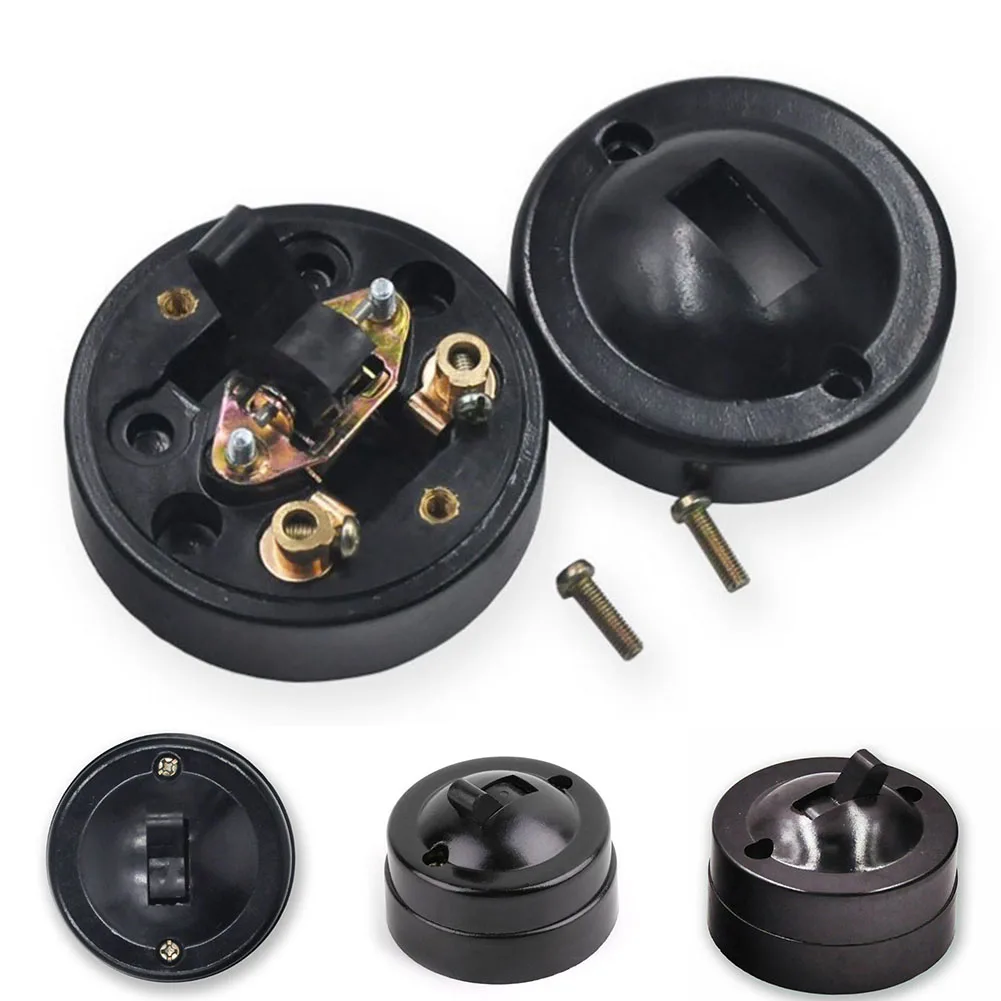 

Single Control Switch Round Easy Install Home Decoration Light Switch Retro Retro Style 220-250V Black Hot Sale