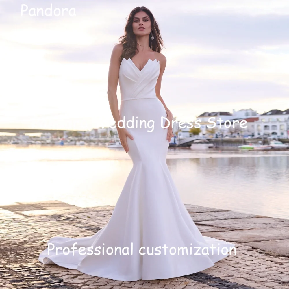 

Pandora Satin Mermaid Sweetheart Ruffle Ivory Pretty Bride Dresses Floor-length Elegant Formal Wedding Dresses For Woman 2024