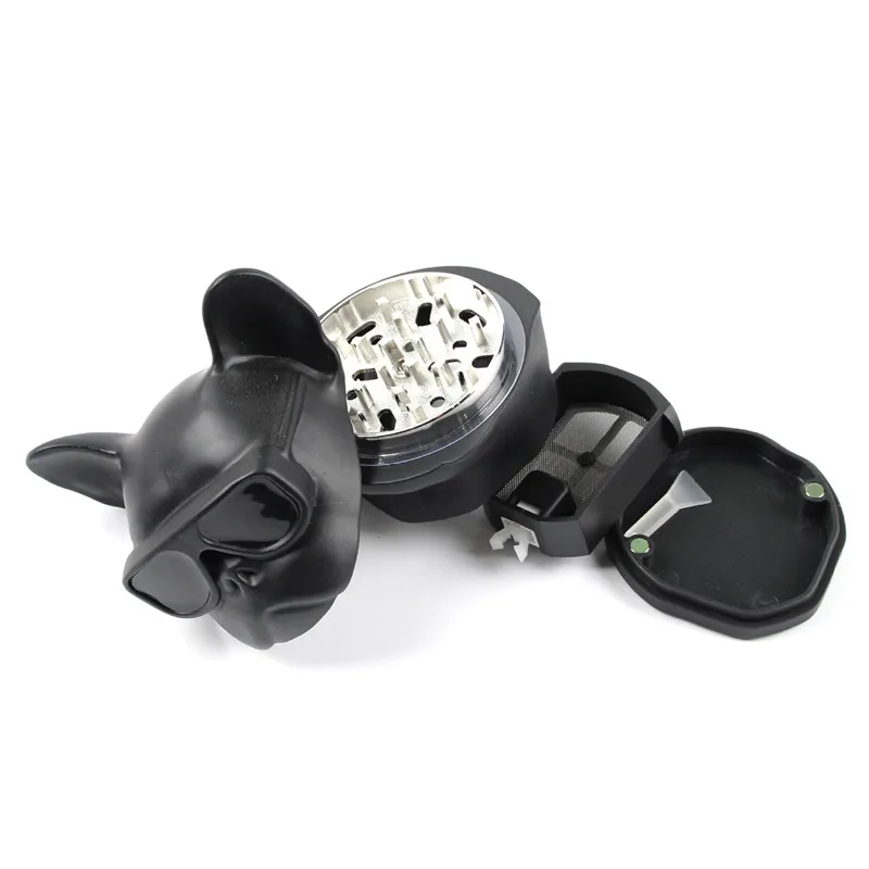 55mmZinc alloy dog head cigarette grinder, three-layer tobacco shredder with drawer dog head grinder 5