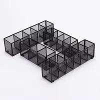 3/4/5/6 Grids Mesh Desk Organizer Metal Rectangle Shape Pen Storage Box Durable Large Capacity Desk Display Holder 3