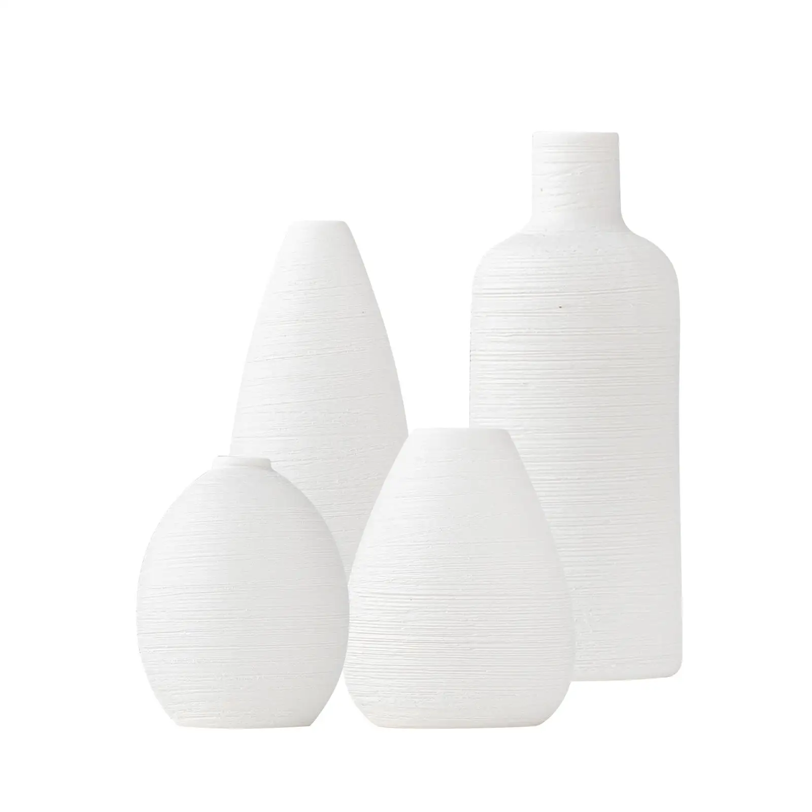 4x European Style Vases White Minimalist Flower Vases for Table Desktop Desk