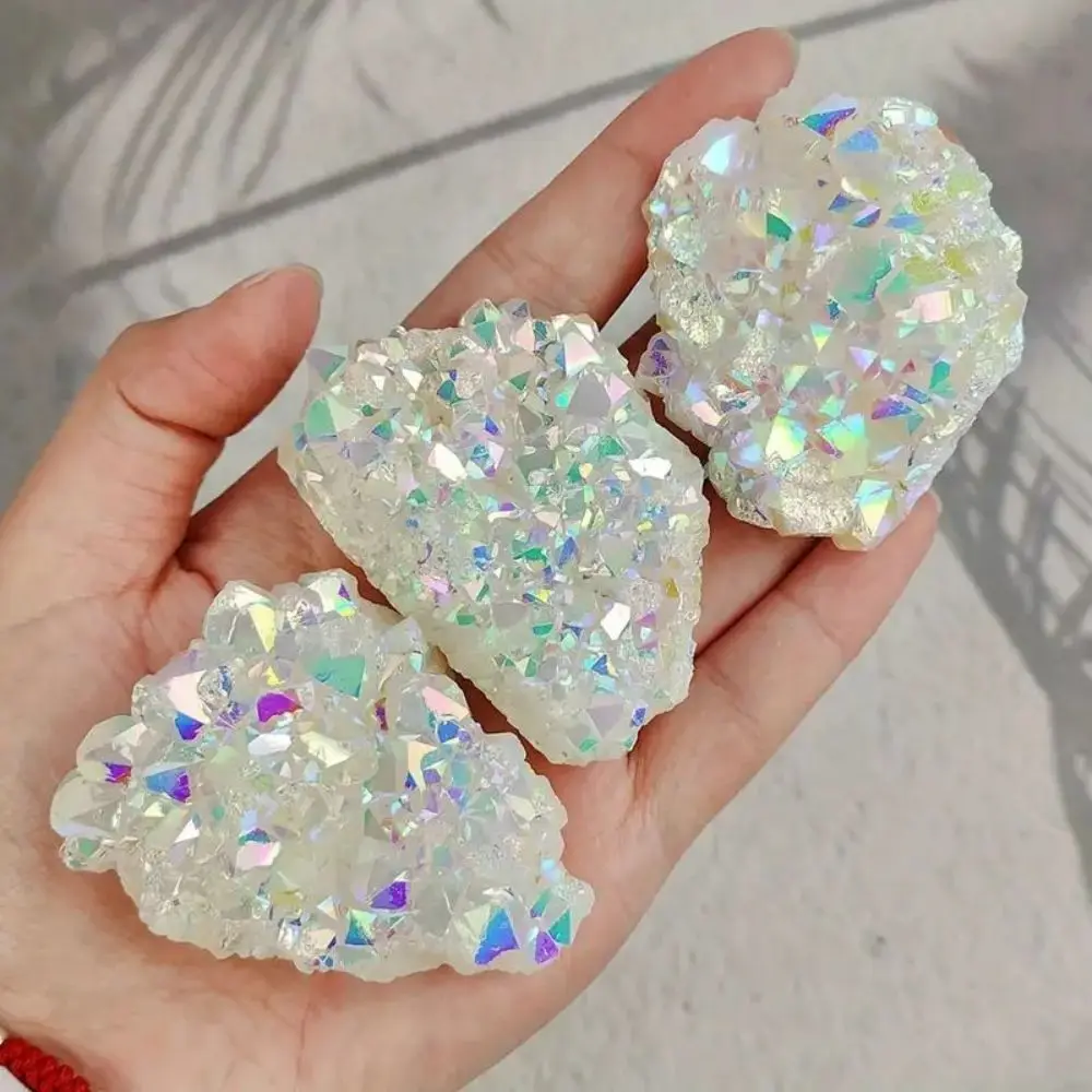 High Quality Random Aura White Agate Raw Stone Natural Crystal Raw Stone Gemstone Jewelry Glitter Healing crystal Birthday