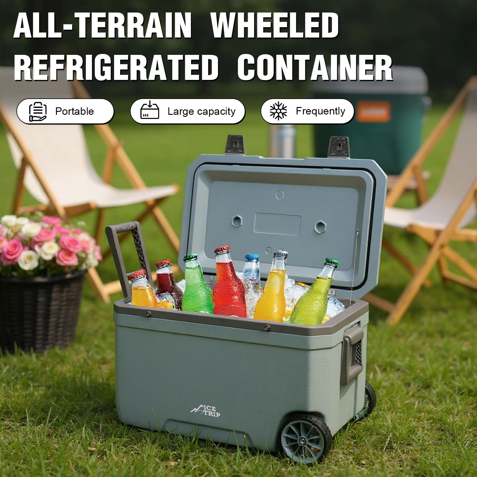 Insulated Wheeled Cooler Box for Camping and Picnic