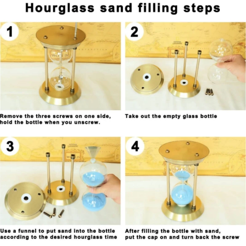 Sand Timer European Retro Empty Hourglass Sand Watch Metal Sand Glass Timer DIY Home Office Desktop Decor Ornaments