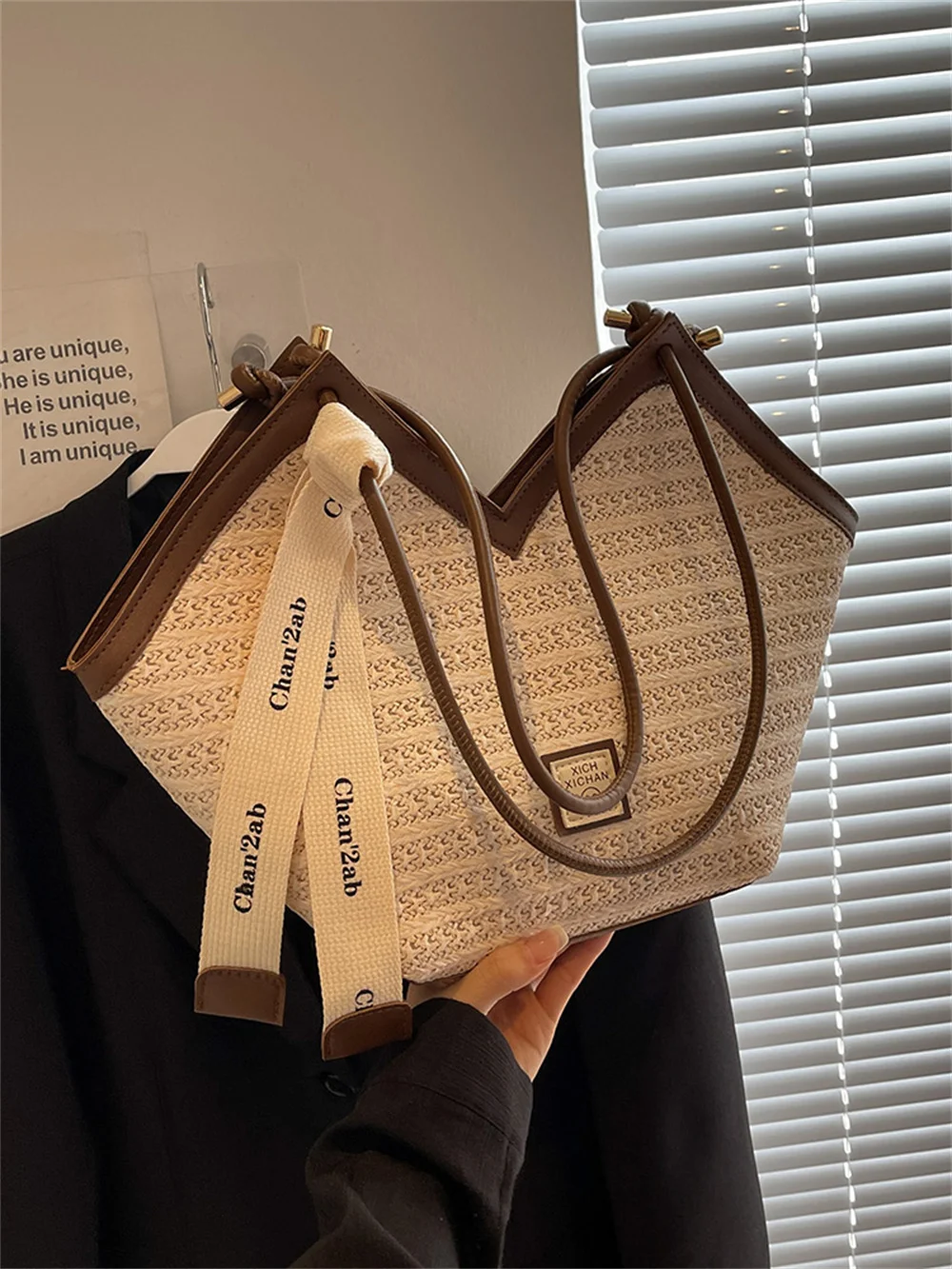 Woven Straw Bag For Women With Large Capacity 2023 New Summer Beach Shoulder Bag, Beach Vacation Commuting Tote Bag