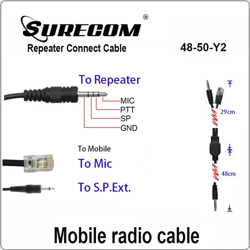 Copper Cable 8Pin 48-50Y2 Repeater Controller For YAESU MOBILE FT817 FT857 VX2000 VX2200 Mobile Radio Surecom Relay Box