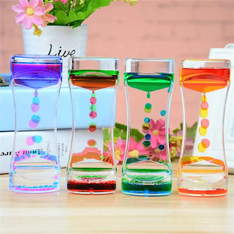 Double Color Liquid Hourglass Colorful Liquid Timer Anxiety Relief Motion Ornament Bubble Timer Oil Sand Clock Decor Gift