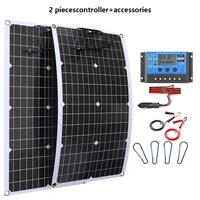 Kit de panneaux solaires 2000 W – Chargeur de batterie 12 V, onduleur 4000 W 110 V/220 V pour système d'alimentation complet pour la maison et l'extérieur 5