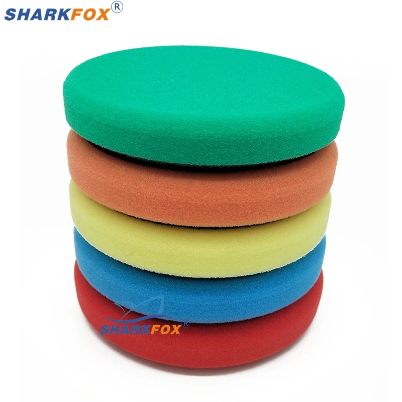 Sharkfox 5"(125mm)/6"(150mm) Car Spong Buffing Polishing Pads Car Flat Polish Pad For DA/RO/GA Car Buffer Polisher Polising/Wax 6