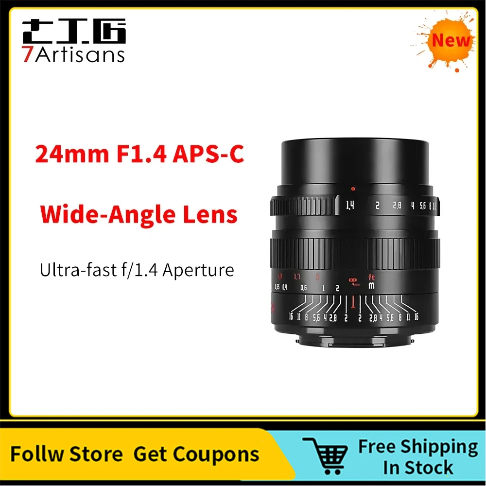 7 Artigiani 24Mm F1.4 Aps-C Obiettivo Grandangolare Ad Ampia Apertura Umanistica Primes Per Sony E Canon Eos-M Canon Rf Fujififfx M4/3 Nikon Z