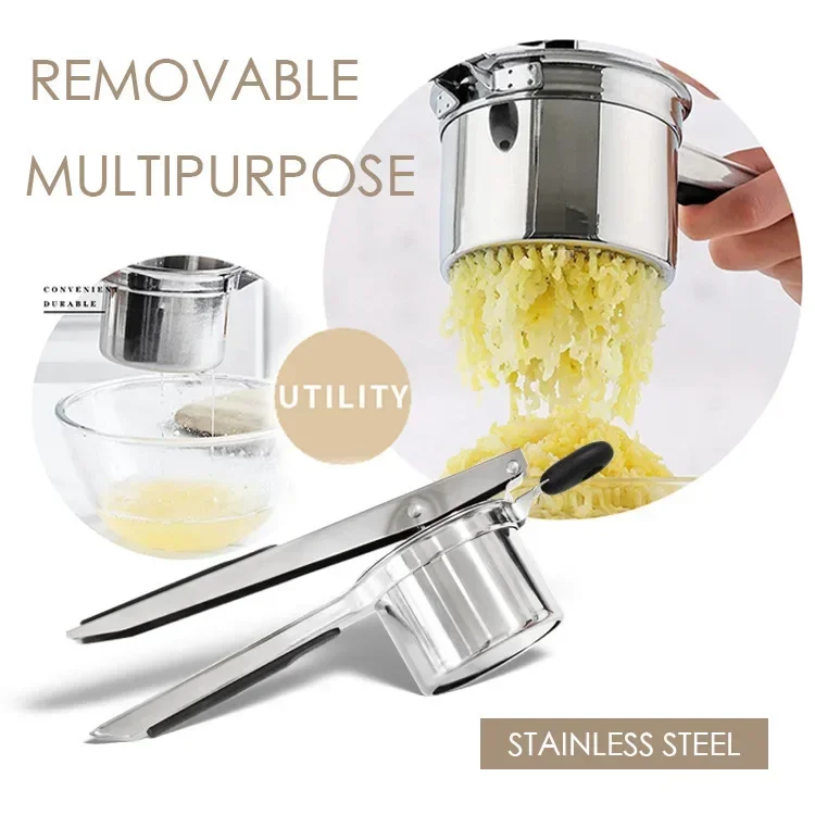 Description Picture 3 of itemStainless Steel Potato Masher Manual Press French Fries Cutter Dispenser Crusher Making Squeezer With 3/4 Interchangeable Discs