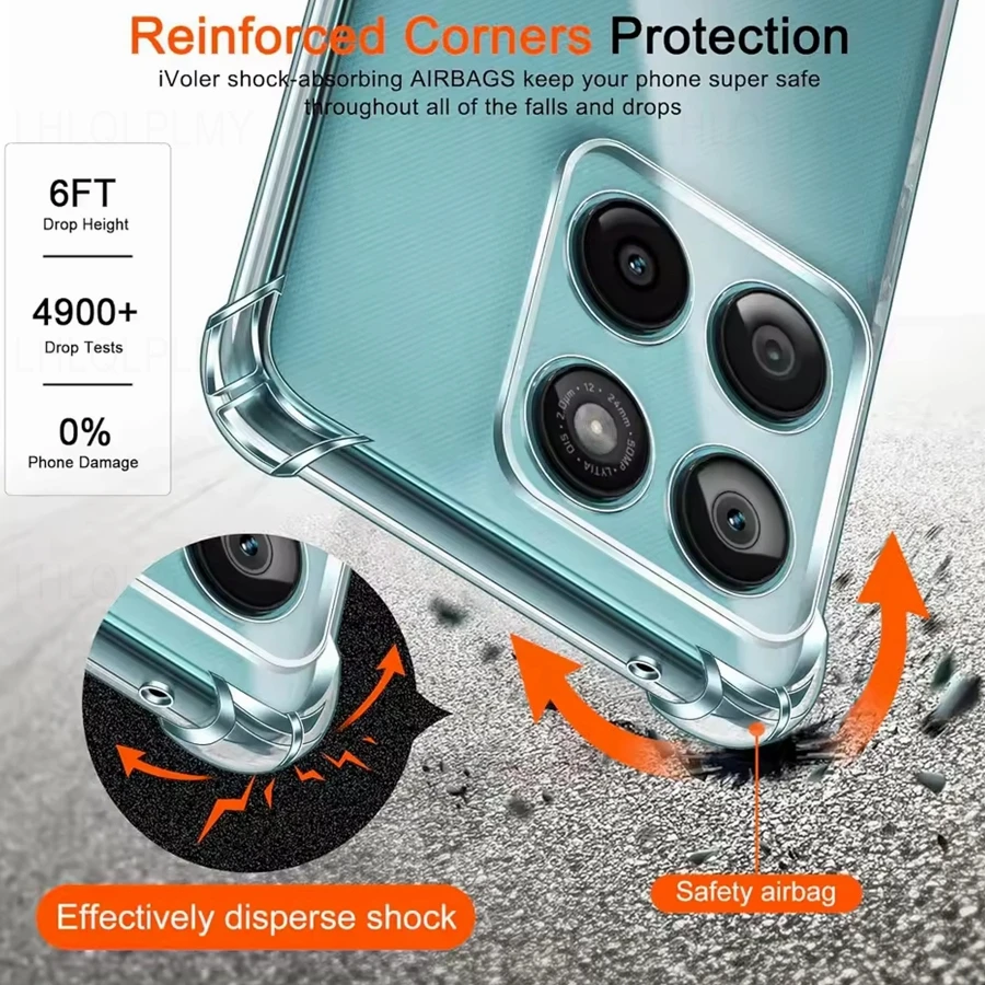 Thick Shockproof Silicone Phone Case with Power Protection - Clear Cover