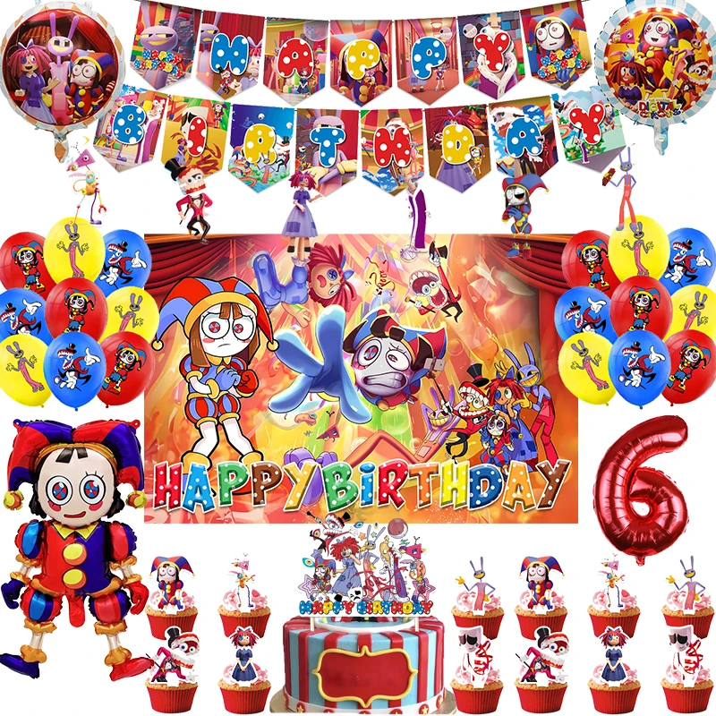 The Amazing Digital Circus Birthday Party Decoration Tableware Supplies Latex Balloon Backdrop Banner Cake Topper Baby Shower
