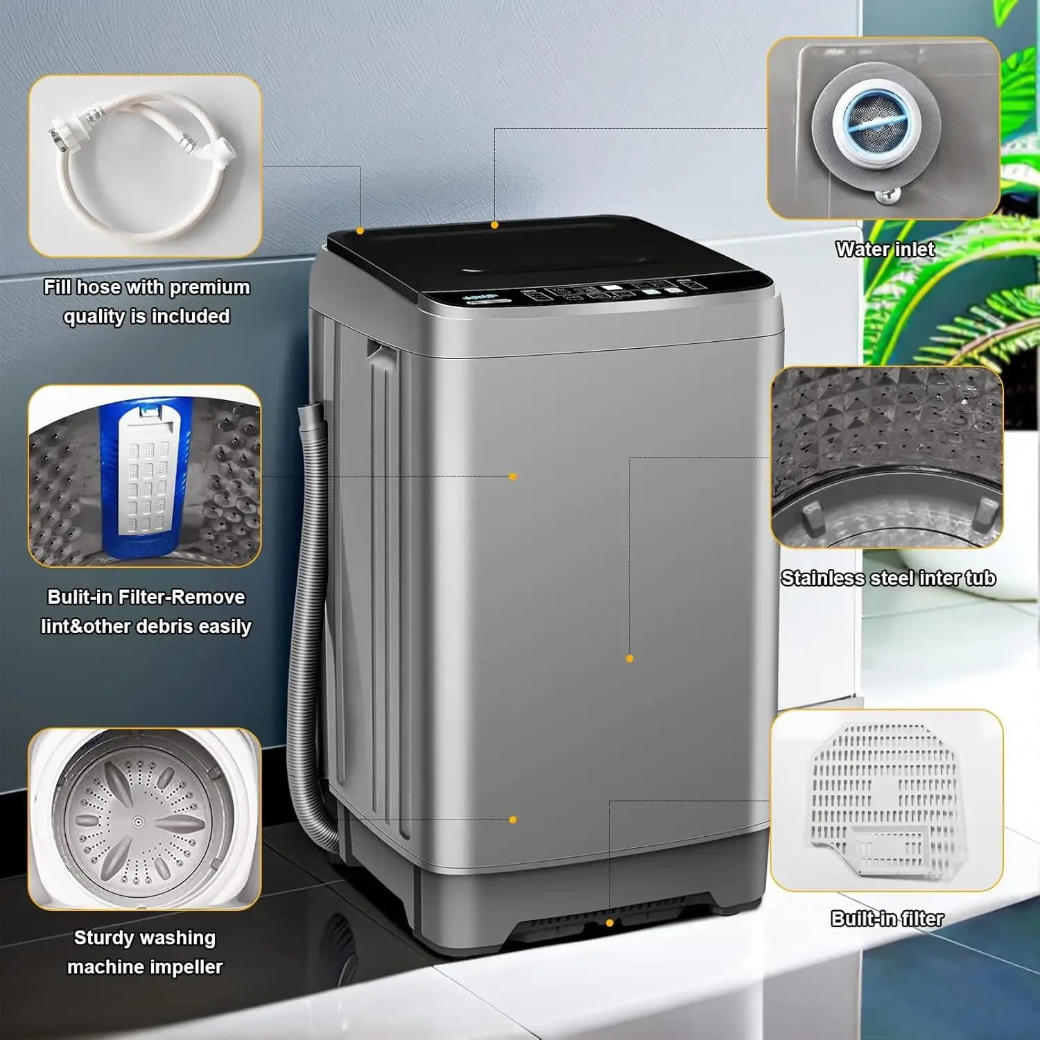 Full Automatic Washing Machine Multi-Function Control Panel Compact Design Large Capacity Automatic Imbalance Adjustment 5