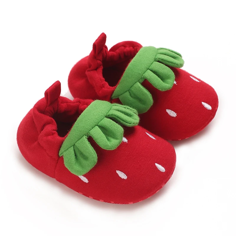 Baby Cute Crib Shoes Toddler First Walking Shoes Strawberry Soft Slip-on Sneakers Infant Crib for Boys Girls