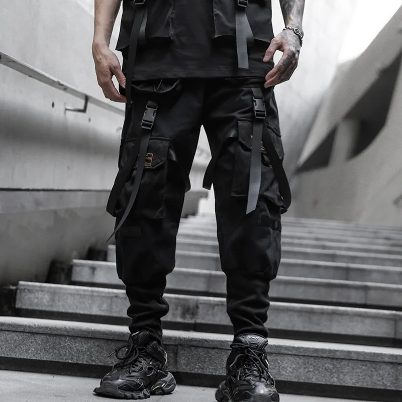 

2024 Spring Tactical Multi-pocket Cargo Pants Men Y2K High Street Dark Punk Style Techwear Straight Casual Pants pantalones 작업복