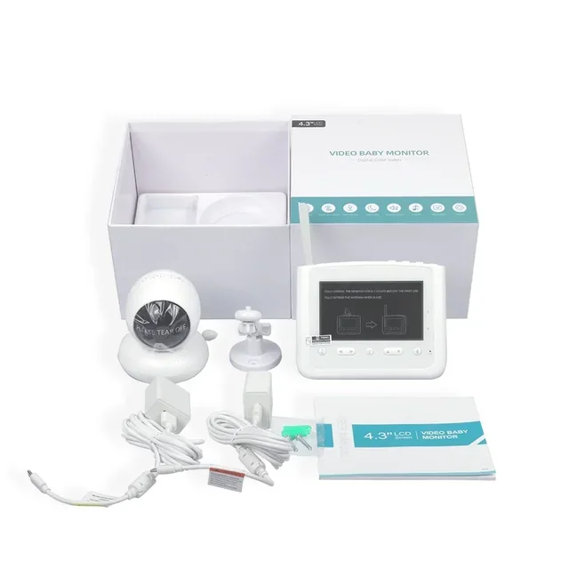 Baby Monitor 4.3''LCD Screen Two-Way Talk Color Night Light Lullabies Player Night Vision PTZ Camera 4XZOOm Temperature Alarm 6