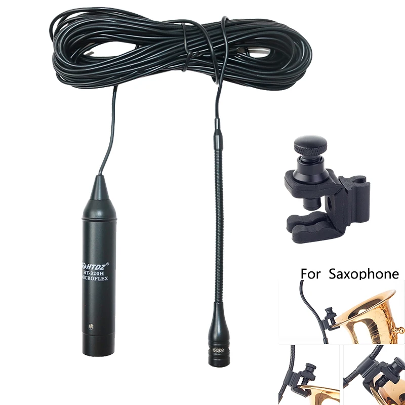 

Saxophone Clip On Musical Instrument Microphone for Orchestra Trumpet Sax Gooseneck Microphone Phantom Power Input with 10M Wire