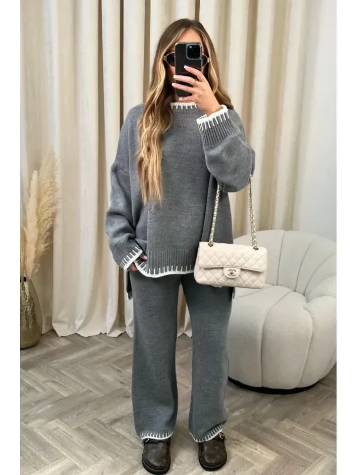 VIta Women's Sweat Suit Set Tracksuit Set Woman Warm Suit for Women Fashion Woman 2024 Space Wadding Women's Knitted Suit