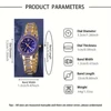 6PCS/Set Women's Blue Alloy Watch Strap Fashionable Rhinestone Quartz Watch Necklace Earrings Jewelry Set 5