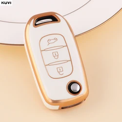 Golden TPU Car Flip Key Case Cover Fob Protector (White)