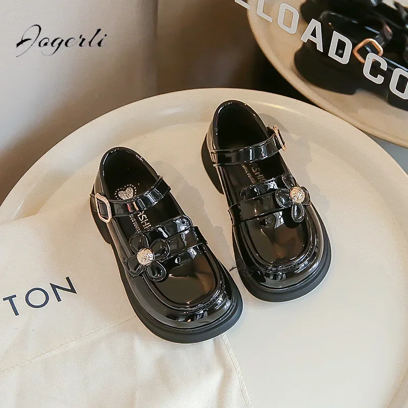 Girls Pu Leather Shoes Spring Autumn Kids Princess Loafer Footwear