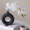 Hot Sale Donut Shape Flower Vase Oval Wedding Decoration Home Living Room  1Pcs Plastic Flower Vase White Flat Minimalist 2