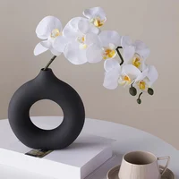 Hot Sale Donut Shape Flower Vase Oval Wedding Decoration Home Living Room  1Pcs Plastic Flower Vase White Flat Minimalist 2
