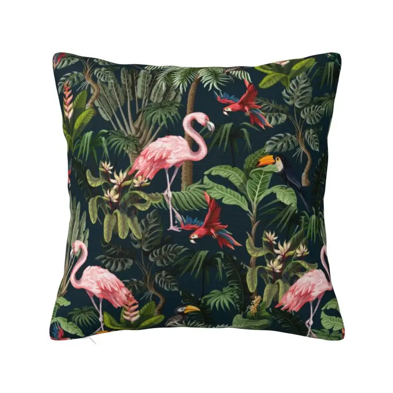 

Nordic Jungle Pattern With Toucan Flamingo And Parrot Cushion Cover Velvet Tropical Bird Pillow Case Home Decorative