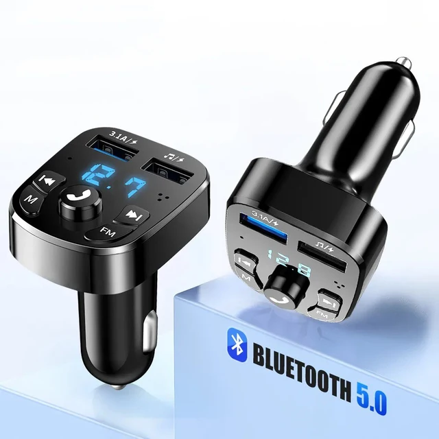 Bluetooth 5.0 MP3 Car Player – Dual USB Ports, Wireless Hands-Free Audio Receiver & Cigarette Lighter Adapter 2