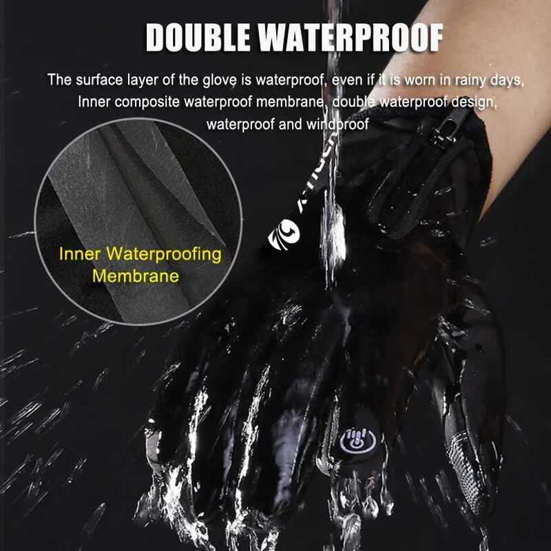 X-TIGER Autumn Winter Fleece Bicycle Gloves Touch Screen Full Finger Gloves Long Wrist Warm Cycling Gloves For Cycling 3