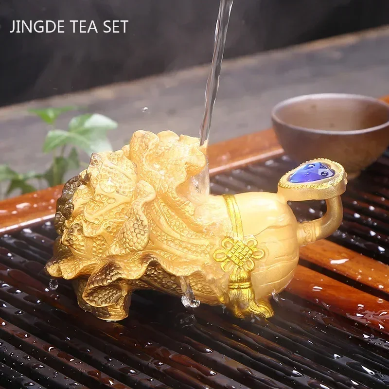 Creative Color-changing Tea Pet Resin Lucky Small Cabbage Tea Play Ornaments Chinese Tea Tray Decoration Tea Set Accessories