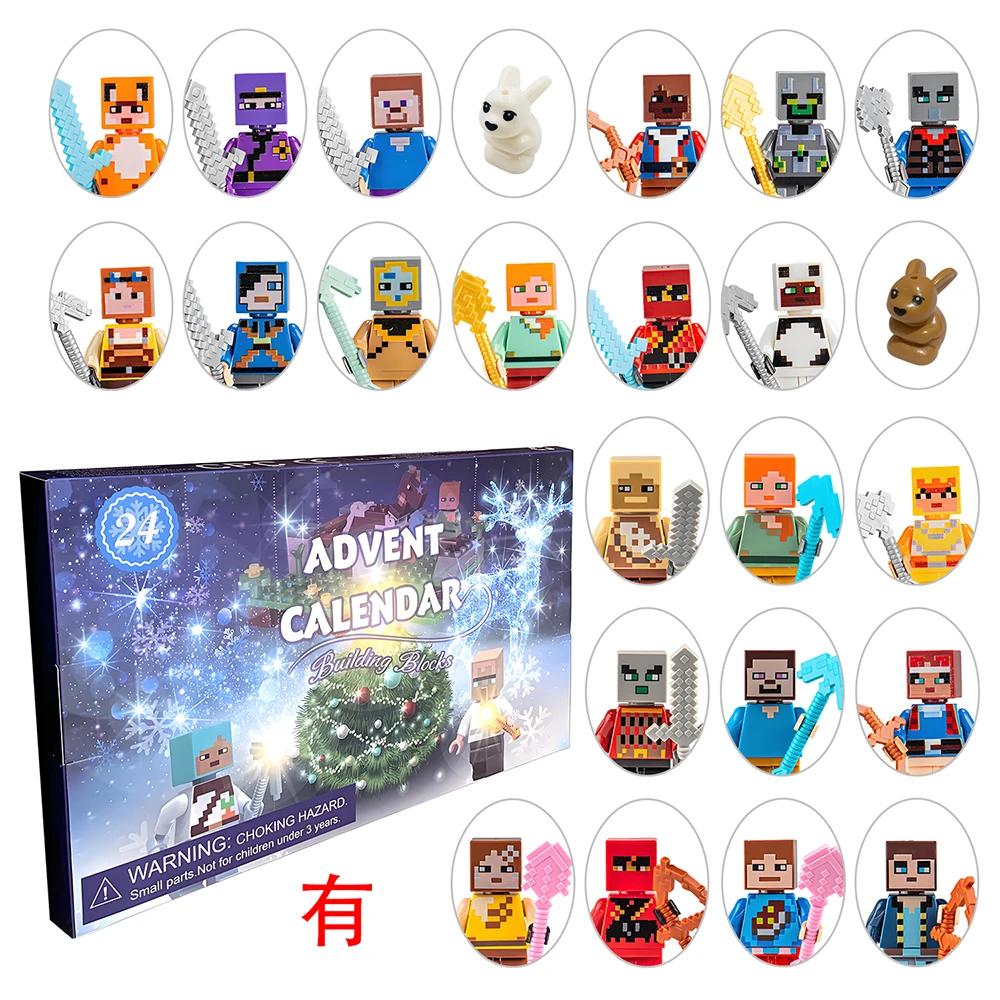 Advent Calendar Box Mine Craft Anime Action Figure Model 24Pcs/Set Christmas Calendar Countdown Children's Toys Gift