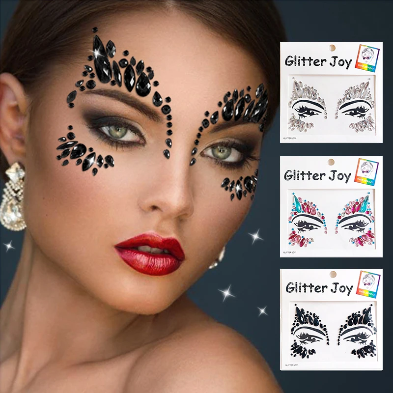 4 Sets Body Jewels Aufkleber – Kristall-Strass-Sticker Für Körper, Temporär, Für Party, Halloween, Festival, Make-up (ca. 7x7cm, Acryl, Silber)