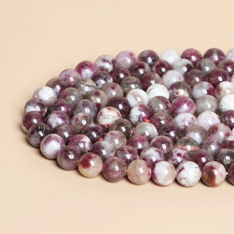 Natural Stone Plum Flower Tourmaline Genuine Round Loose Spacer Health Gemstone Beads For Jewelry Making DIY Bracelet Accessory 3