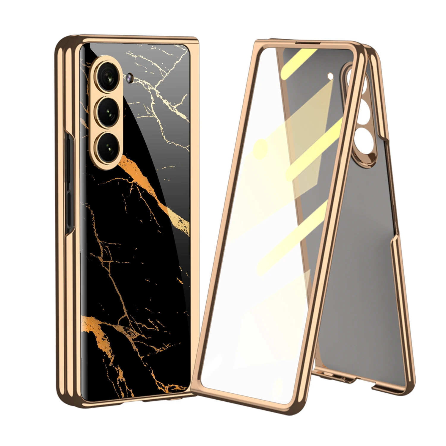 Luxury Plating Screen Glass Case For Samsung Galaxy Z Fold 6 5 Case Back Painted