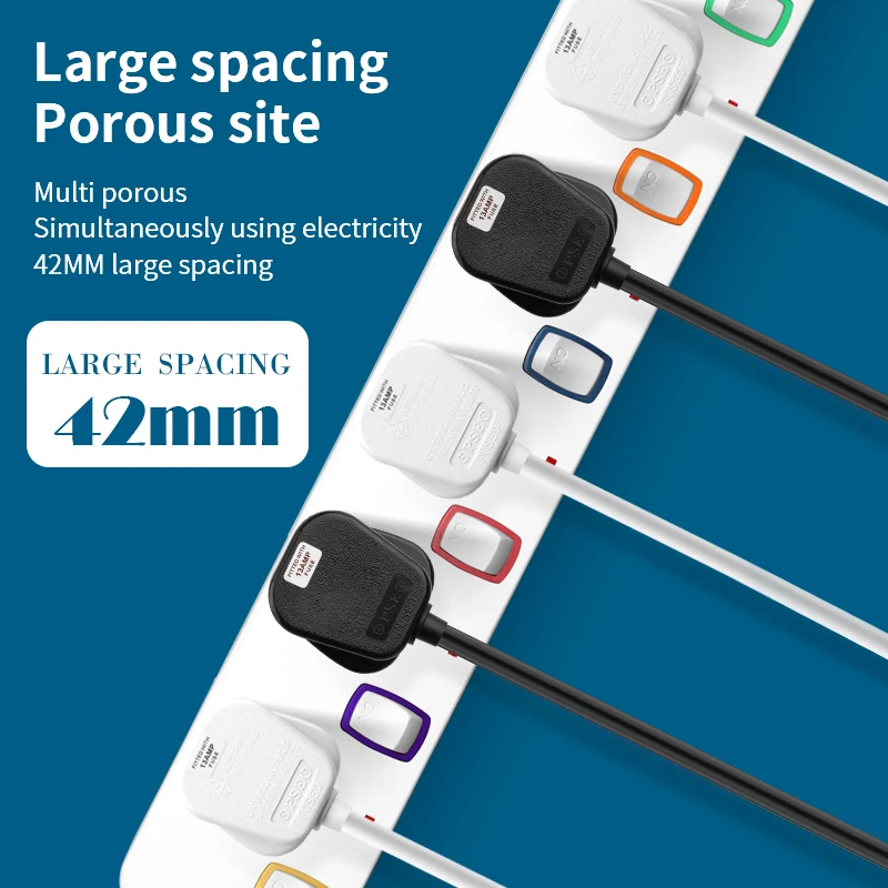 Multiple Extension Sockets Power Strip Individual Switched Overload Protection Universal Plug Outlets Indicator Light 1.8m Cord