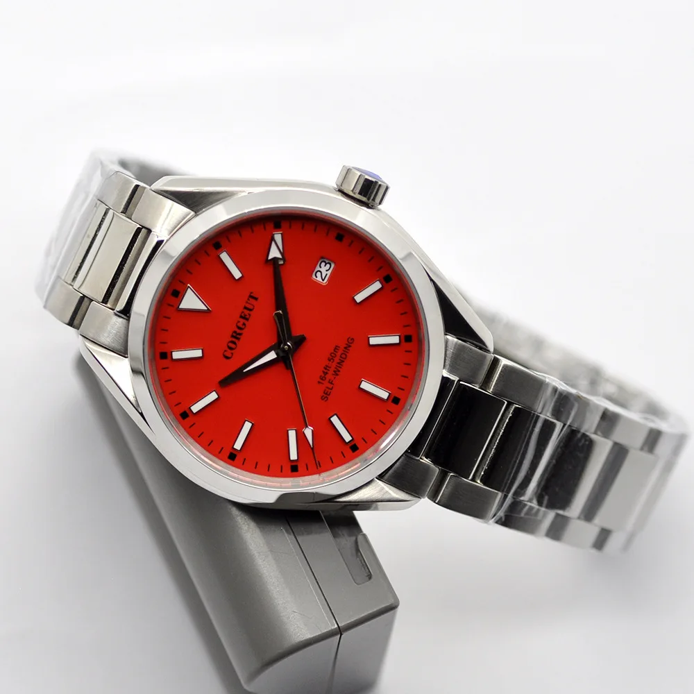 

New 41MM Corgeut Summer New Style Mens Watch Sapphire Glass Luxury Luminous NH35 Automatic Steel Strip Wrist Watches see-through