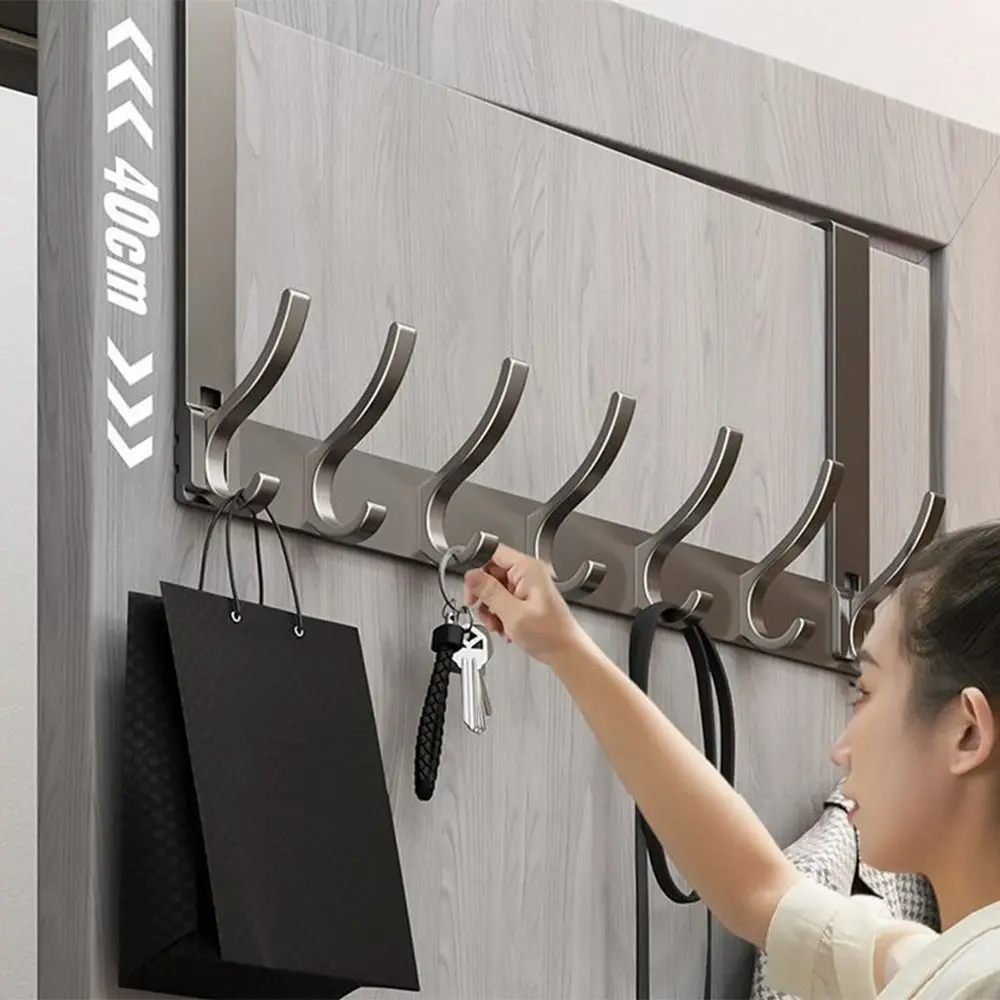 Punch-free 6/7/8 Door Hook Storage Holder Traceless Door Back Storage Rack Kitchen Accessories Bathroom Organizer Rack Coat Hook