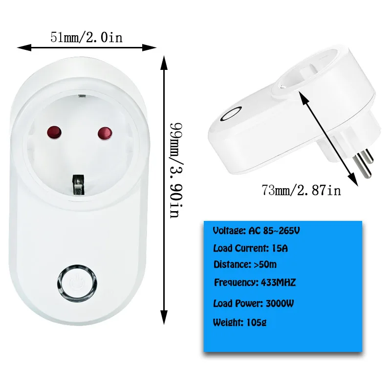 Rf Smart Plug In Socket Wireless Remote Control Switch 433MHz 220v 15A  3000W EU FR Universal Outlet for Smart Home Electrical