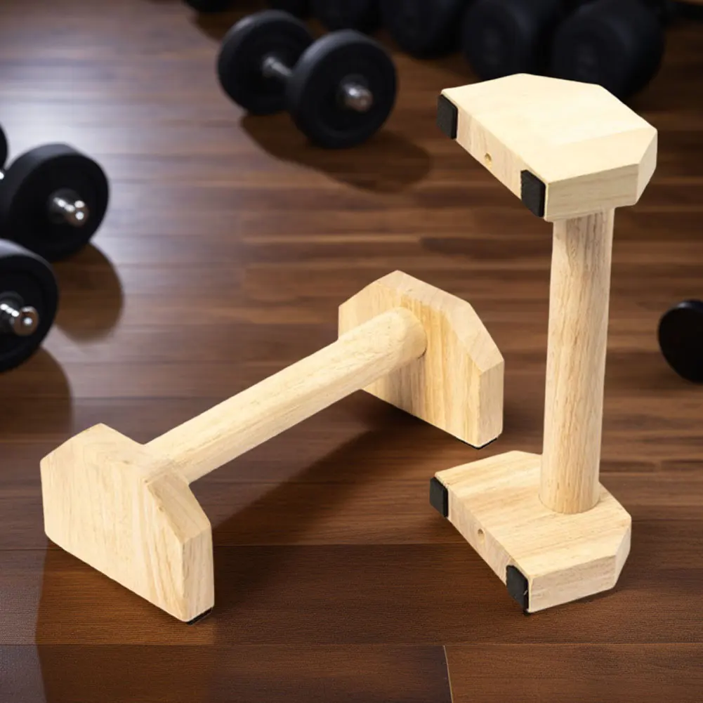 New Push-up Stand Handles Wooden Push Up Bar Beech Non-Slip Parallel Bars for Home Wood Parallettes Bar Exercise Equipment