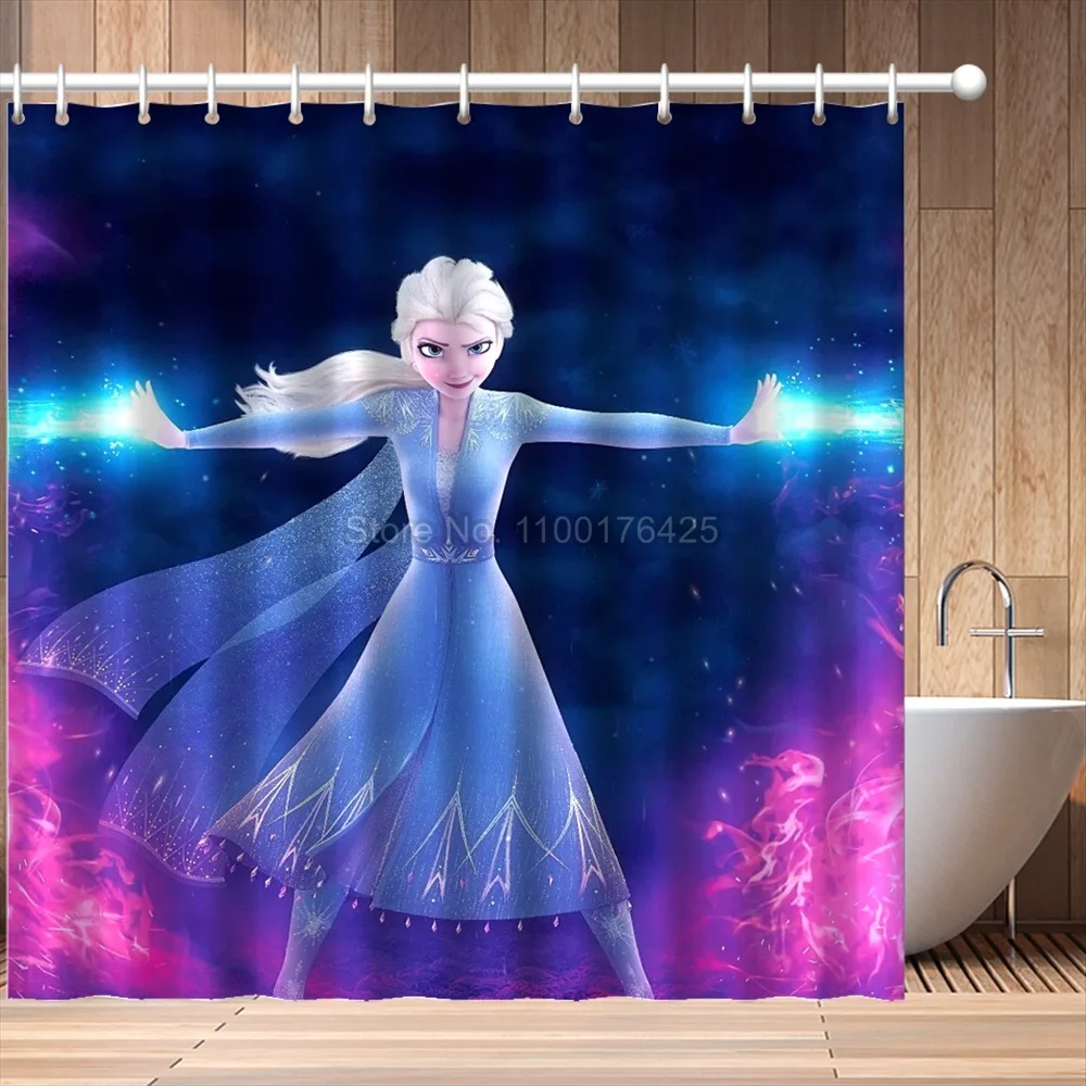 Frozen Shower Curtain, Shower Curtain Fabric Shower Curtain Waterproof  Shower Hooks For Bathroom Curtain Girls Bathroom Decor