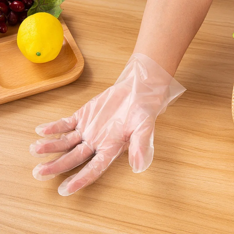 100Pcs Disposable Transparent TPE Gloves Food Grade Thickened Gloves for Cooking Cleaning BBQ Kitchen Things Without Bisphenol A,disposable gloves