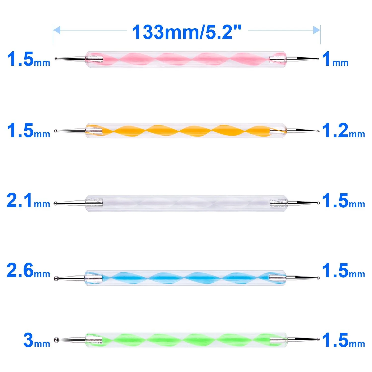 10PCS Dotting Tools Set For Nail Art, Embossing Stylus For Painting 2 Way Dotting Pen 2